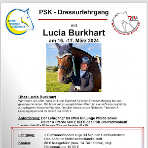 Yes we did it again: PSKO - Dressurlehrgang mit Lucia Burkhart am 16. -17. März 2024