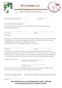 Einverständniserklärung der Eltern - Formular des RFV Ailingen
